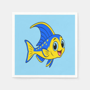 Serviette En Papier Joli Kawaii Poisson Basslet à nageoire bleue et ja
