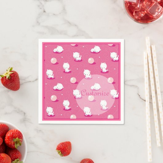 Serviette En Papier Joli Kitty Kittens rose Patten serviettes (En situation)