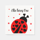 Serviette En Papier Joli Ladybug avec les coeurs (Devant)