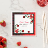 Serviette En Papier Joli Ladybugs rouge et noir | Fleurs aquarelles (En situation)