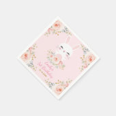 Serviette En Papier Joli Lapin Blush Rabbit Floral Anniversaire (Coin)