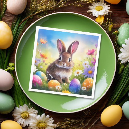 Serviette En Papier Joli lapin de Pâques Brown