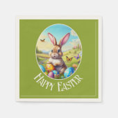 Serviette En Papier Joli lapin de Pâques dans le paysage. (Devant)