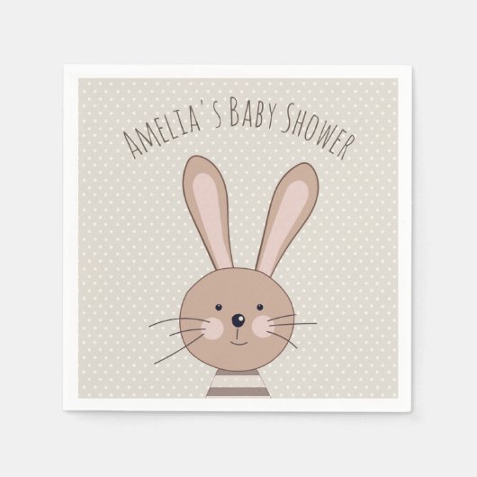 Serviette En Papier Joli lapin et points Baby shower personnalisé (Devant)