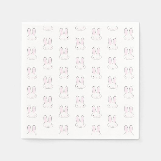 Serviette En Papier Joli lapin lapin blanc amusant motif moderne (Devant)