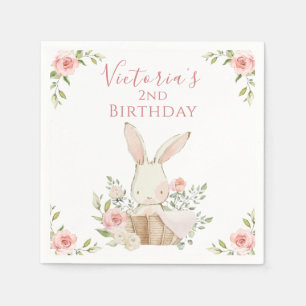 Serviette En Papier Joli Lapin Rose 2 Deux Deuxième Anniversaire