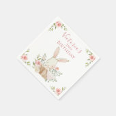 Serviette En Papier Joli Lapin Rose 2 Deux Deuxième Anniversaire (Coin)