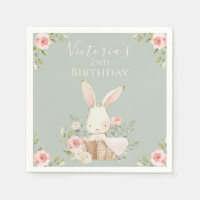 Joli Lapin Rose 2 Deux Deuxième Anniversaire Vert