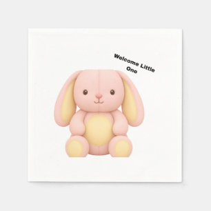 Serviette En Papier Joli Lapin Rose "Bienvenue Petit(e)" Baby Shower