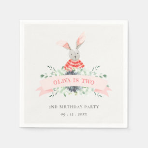Serviette En Papier Joli Lapin Rose Rouge Foliver N'Importe Quel Âge A