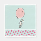Serviette En Papier Joli lapin tenant un ballon (Devant)