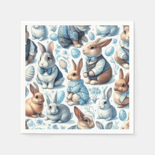 Serviette En Papier Joli lapin Vintage sans couture