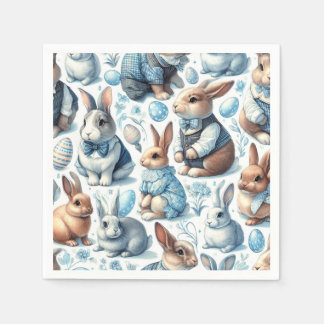 Serviette En Papier Joli lapin Vintage sans couture