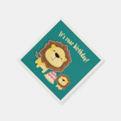 Serviette En Papier Joli Lion Et Baby Cub Anniversaire de enfant (Coin)