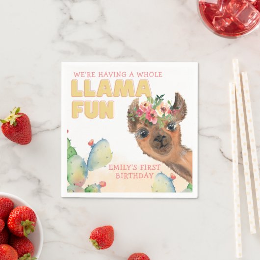 Serviette En Papier Joli Llama Fun Anniversaire Papier (En situation)
