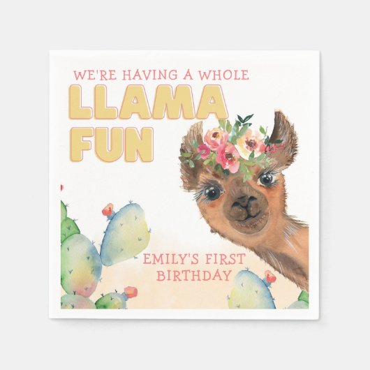 Serviette En Papier Joli Llama Fun Anniversaire Papier (Devant)