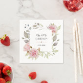 Serviette En Papier Joli Mariage à fleurs rose pâle (En situation)