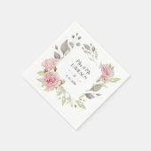 Serviette En Papier Joli Mariage à fleurs rose pâle (Coin)