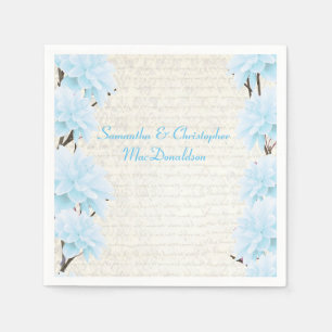 Serviette En Papier Joli mariage campagnard floral bleu pastel