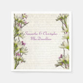 Serviette En Papier Joli mariage campagnard mauve blanc lilas (Devant)
