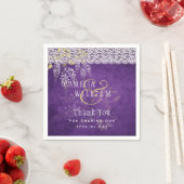 Serviette En Papier Joli Mariage de dentelle WISTERIA violet rustique (En situation)