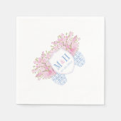 Serviette En Papier Joli Mariage de Monogramme bleu rose (Devant)