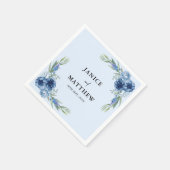 Serviette En Papier Joli Mariage Floral Bleu Dusty (Coin)