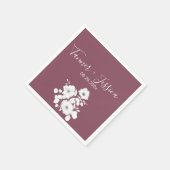 Serviette En Papier Joli Mariage floral violet et blanc (Coin)