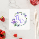 Serviette En Papier Joli Mariage monogramme de couronne fleurie (En situation)