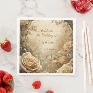Serviette En Papier Joli Mariage Rose