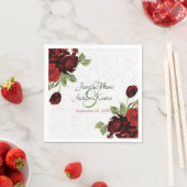 Serviette En Papier Joli Mariage rouge foncé (En situation)