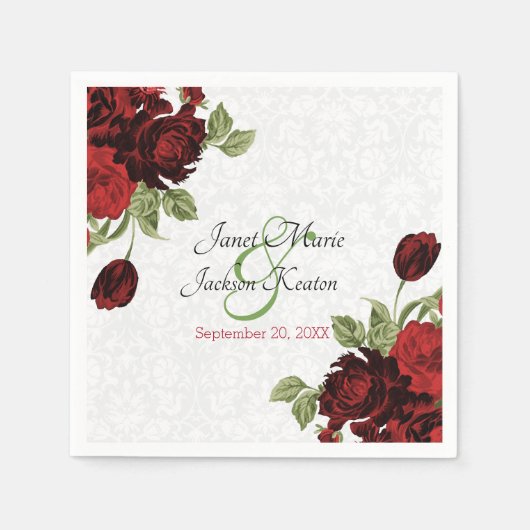 Serviette En Papier Joli Mariage rouge foncé (Devant)