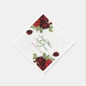 Serviette En Papier Joli Mariage rouge foncé (Coin)