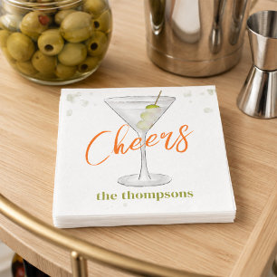 Serviette En Papier Joli Martini Fantaisiste Simple Fête Cocktail