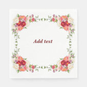 Serviette En Papier Joli Modèle De Cadre Fleur, Personnalisable, (Devant)
