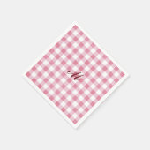 Serviette En Papier Joli monogramme guingan à carreaux rose préféminé (Coin)