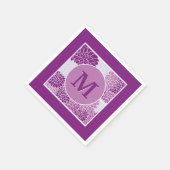 Serviette En Papier Joli Monogramme Moderne Purple Floral Pattern Part (Coin)