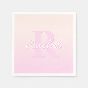Serviette En Papier Joli monogramme personnalisable Dégradé pêche et