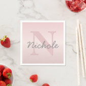 Serviette En Papier Joli Monogramme rose personnalisable et votre nom  (En situation)