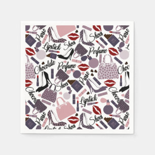 Serviette En Papier Joli Motif à lèvres, Parfum, Purse & Chaussures