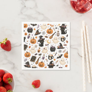 Serviette En Papier Joli motif aquarelle Halloween avec chats noirs