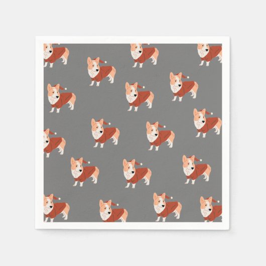 Serviette En Papier Joli Motif Corgi de Noël (Devant)
