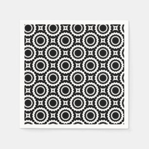 Serviette En Papier Joli motif de cercles en zigzag noir et blanc