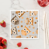 Serviette En Papier Joli motif de hibou multicolore (En situation)