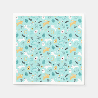 Serviette En Papier Joli motif de lapin de Pâques Lapins kawaii Œufs