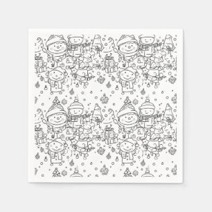 Serviette En Papier Joli motif de Noël en hiver à dessiner (2)