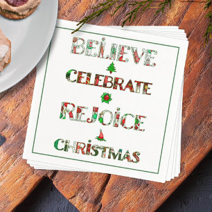 Serviette En Papier Joli motif de Noël rouge et vert