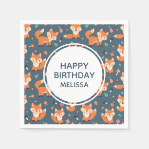 Serviette En Papier Joli Motif de Renard Orange