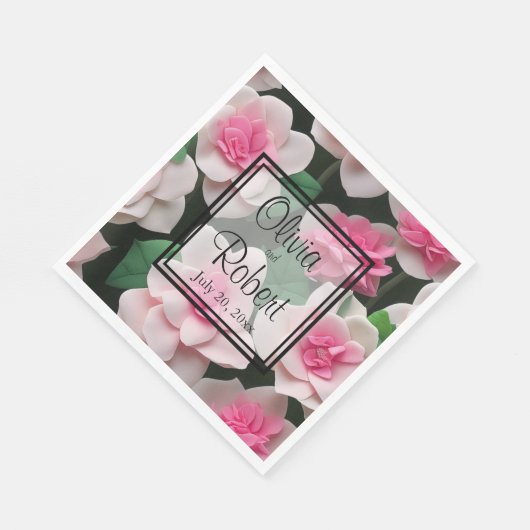 Serviette En Papier Joli motif fleuri rose boho (Coin)