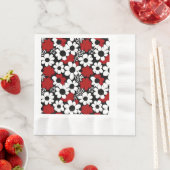 Serviette En Papier Joli motif floral en rouge, noir et blanc (En situation)